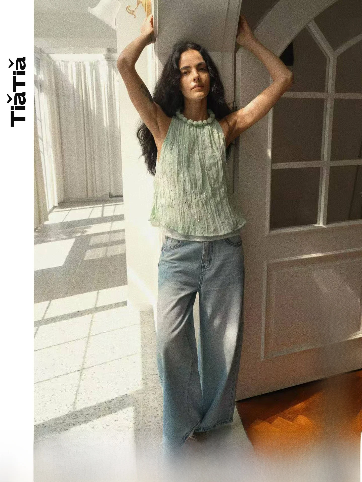 TiaTia26 Spring Summer New Mint Shiny Ball Ball Necklace A-Line Shoulder Crop Top Polyester Fabric Women's Fashion Vest
TiaTia26 Spring Summer New Mint Shiny Ball Ball Necklace A-Line Shoulder Crop Top Polyester Fabric Women's Fashion Vest