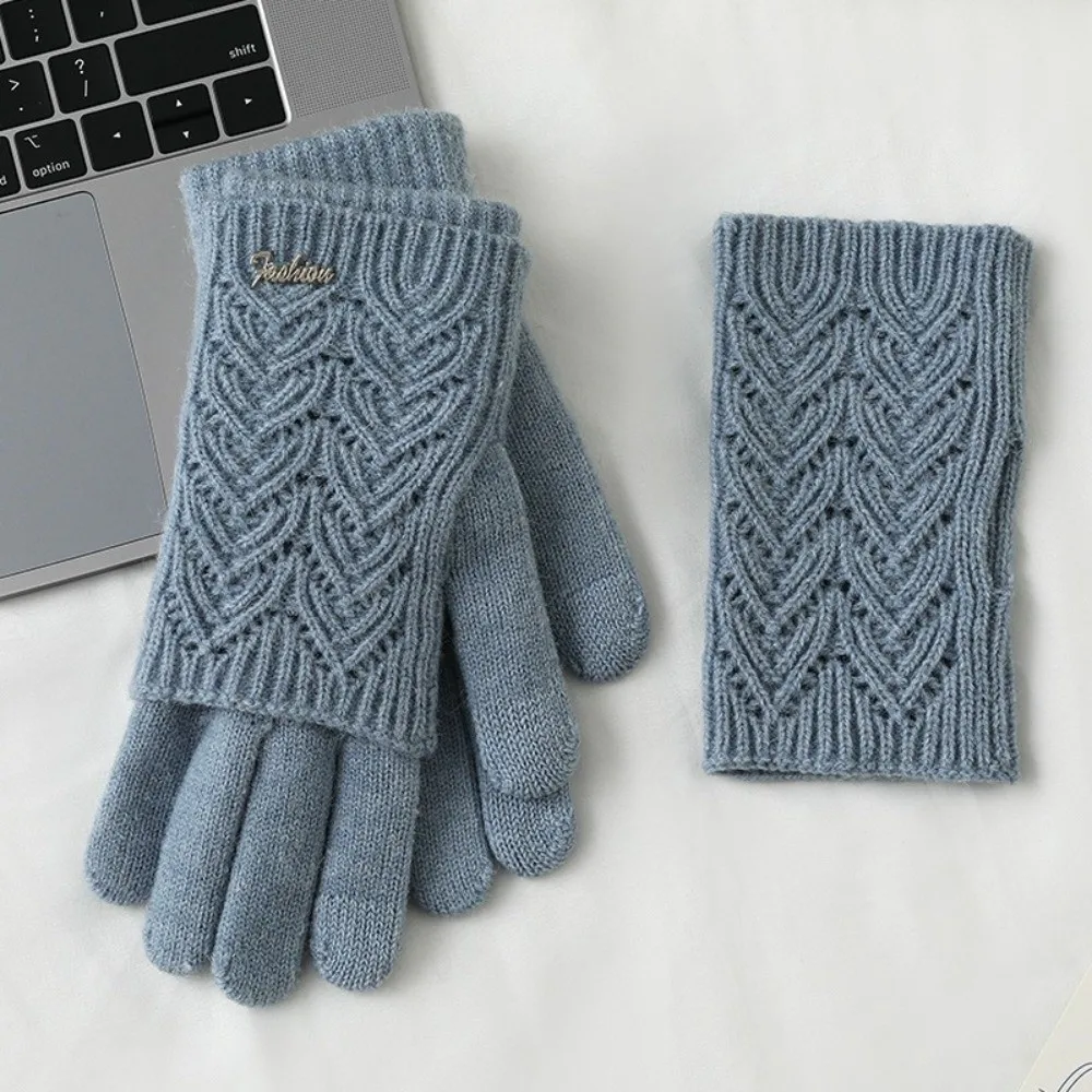 Fashion Dual-purpose Knitted Gloves Solid Color Keep Warm Five-finger Mittens Thickened Cold-proof Cycling Gloves Woman
Fashion Dual-purpose Knitted Gloves Solid Color Keep Warm Five-finger Mittens Thickened Cold-proof Cycling Gloves Woman