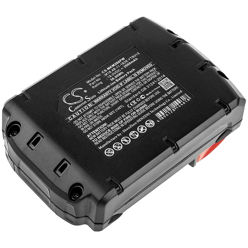 CS Power Tools Battery for Milwaukee M18 2601 2610 2611 2620 2630 2650 0880-20 2601-22 2602-20 Fits 175187 BBP 18 2198323 B41B
CS Power Tools Battery for Milwaukee M18 2601 2610 2611 2620 2630 2650 0880-20 2601-22 2602-20 Fits 175187 BBP 18 2198323 B41B