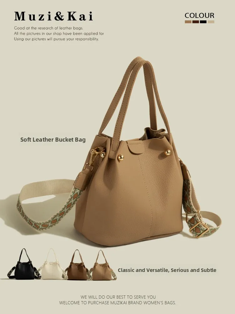 MuziKai Classic Retro Soft Leather Bucket Bag Women's Fashion Trend Single Shoulder Crossbody Bag Versatile Handbag
MuziKai Classic Retro Soft Leather Bucket Bag Women's Fashion Trend Single Shoulder Crossbody Bag Versatile Handbag