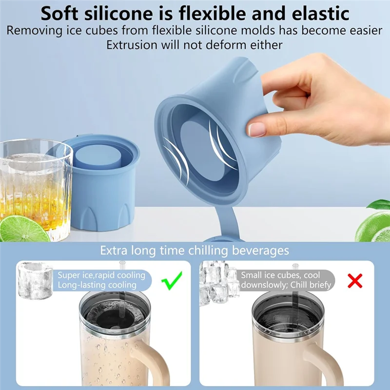 BAAJ-Ice Mold, Ice-Cube Tray For Tumbler/Stanley Cup, 3 Pcs Silicone Hollow Ice Mold With Lid, Ice Mold For Stanley Cup 
BAAJ-Ice Mold, Ice-Cube Tray For Tumbler/Stanley Cup, 3 Pcs Silicone Hollow Ice Mold With Lid, Ice Mold For Stanley Cup
