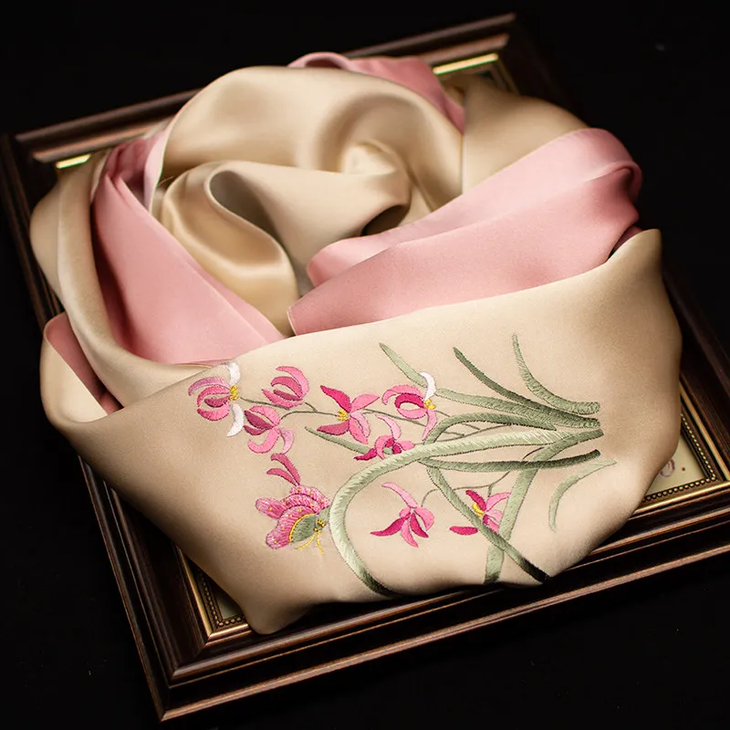Suzhou Embroidery Pure Silk Scarf, Mulberry Silk Embroidered Neck Scarf, Exquisite Unique Gift
Suzhou Embroidery Pure Silk Scarf, Mulberry Silk Embroidered Neck Scarf, Exquisite Unique Gift
