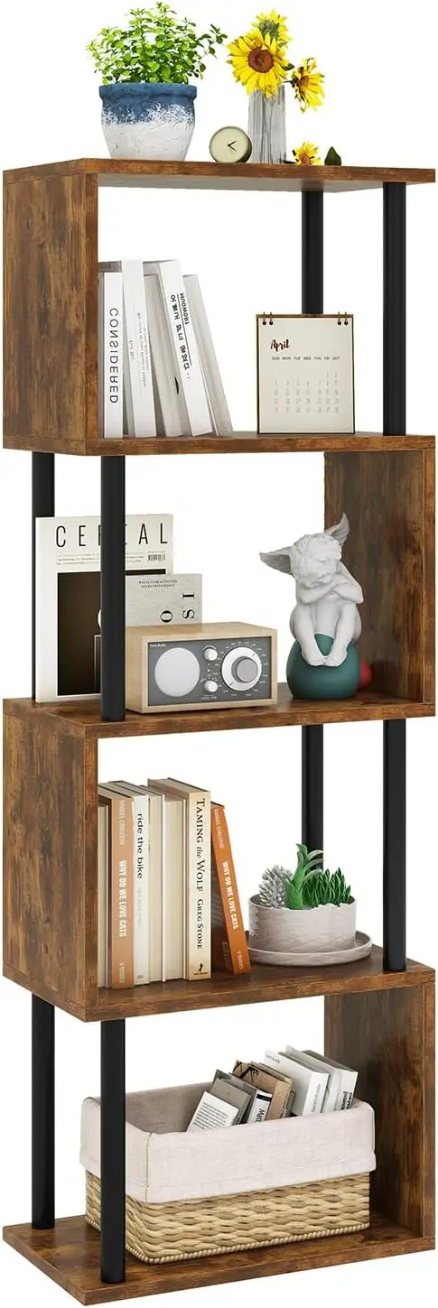 5-Tier Tall Bookshelf,S-Shaped Geometric Bookcase, Wood Display Shelves with Storage,Industrial Bookshelf for Living Room
5-Tier Tall Bookshelf,S-Shaped Geometric Bookcase, Wood Display Shelves with Storage,Industrial Bookshelf for Living Room