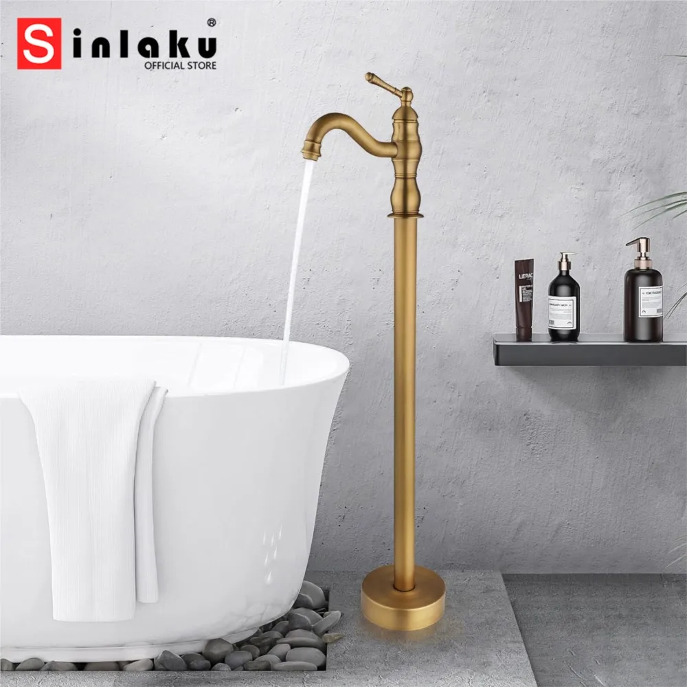 SINLAKU Bathtub Faucet Floor Mounted Antique Brass Faucets Landing Tap 360° Rotation with Hot and Cold Mixer Bathroom Taps
SINLAKU Bathtub Faucet Floor Mounted Antique Brass Faucets Landing Tap 360° Rotation with Hot and Cold Mixer Bathroom Taps