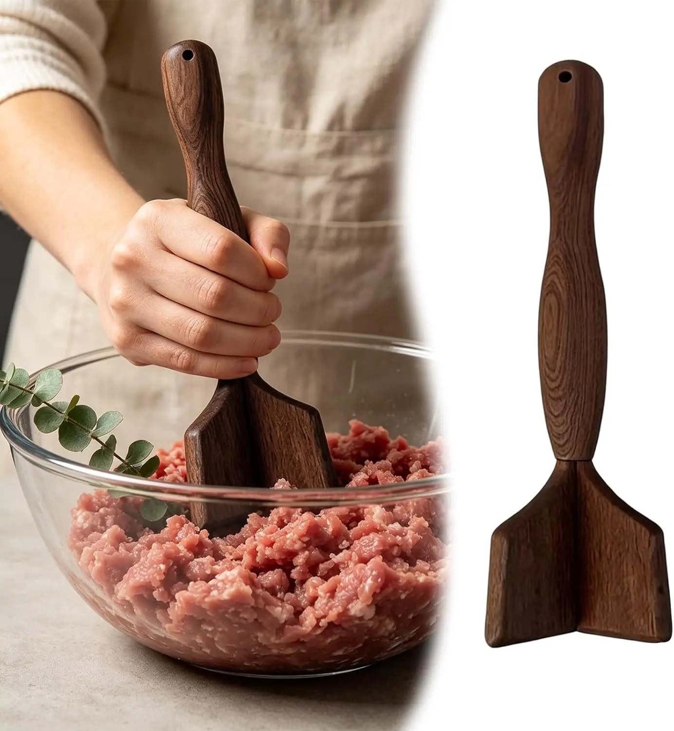 Hot Wooden Meat Chopper Ground Beef Masher Hamburger Chopper Potato Masher Tool Heat Non-Stick Resistant Kitchen Cooking Gadget
Hot Wooden Meat Chopper Ground Beef Masher Hamburger Chopper Potato Masher Tool Heat Non-Stick Resistant Kitchen Cooking Gadget