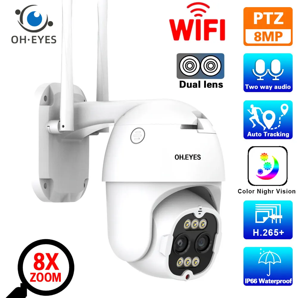 4K 8MP Wifi PTZ IP Camera Outdoor 8X Zoom 4MP Dual Lens Wireless Video Surveillance Camera ICSEE 2 Way Audio CCTV Security Cam
4K 8MP Wifi PTZ IP Camera Outdoor 8X Zoom 4MP Dual Lens Wireless Video Surveillance Camera ICSEE 2 Way Audio CCTV Security Cam