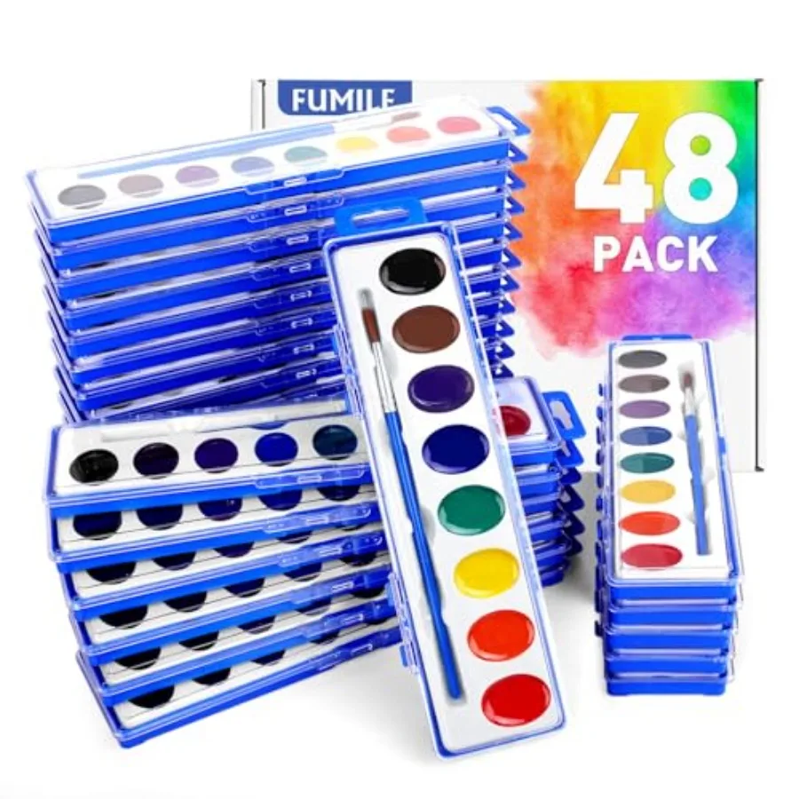 48 Pack Watercolor Paint Set for,8 Colors Washable Water Color Paint with Paintbrush, Watercolor Paint for Easter Basket Stuffe
48 Pack Watercolor Paint Set for,8 Colors Washable Water Color Paint with Paintbrush, Watercolor Paint for Easter Basket Stuffe