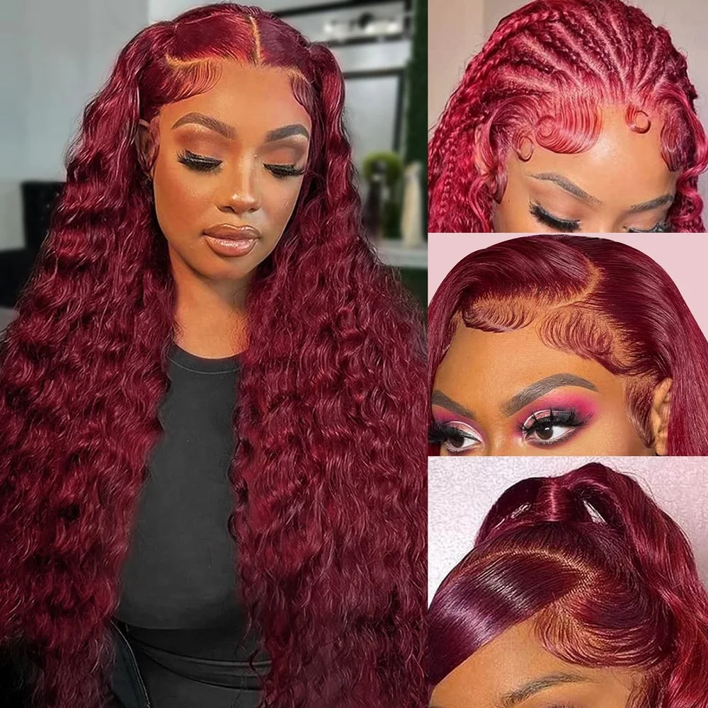 13x4 HD Burgundy Deep Wave Lace Front Wigs Preplucked 99J Colored Human Hair Prebleached 200 Density13x6 Curly Lace Frontal Wig
13x4 HD Burgundy Deep Wave Lace Front Wigs Preplucked 99J Colored Human Hair Prebleached 200 Density13x6 Curly Lace Frontal Wig