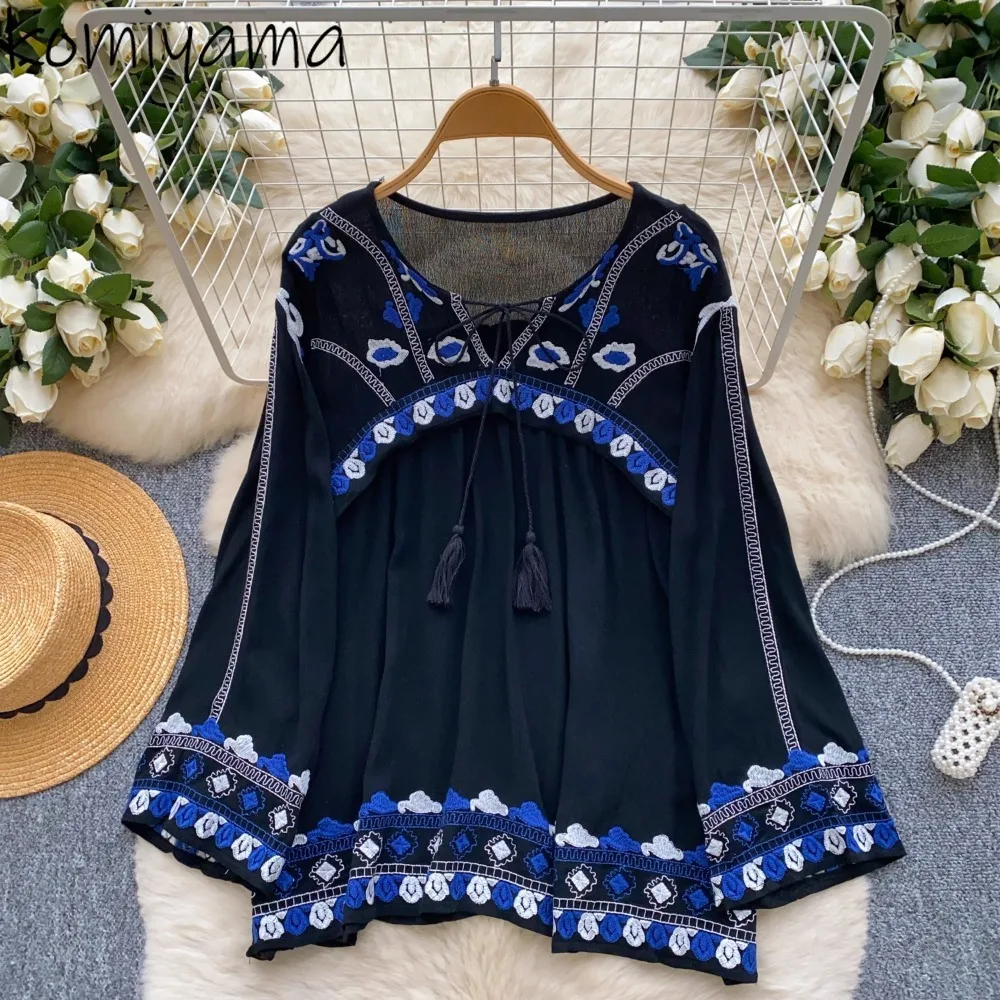 Embroidery Lace-up Blusas Mujer Flare Sleeve Shirts & Blouses Sweet Fashion Woman 2025 Clothing Literary Style Camisas Ropa
Embroidery Lace-up Blusas Mujer Flare Sleeve Shirts & Blouses Sweet Fashion Woman 2025 Clothing Literary Style Camisas Ropa