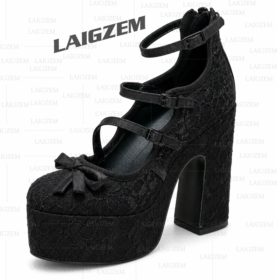 LAIGZEM Women Pumps Platform Lace Round Toe Thick Chunky High Heels Back Zip Ladies Handmade Shoes Woman Large Size 39 41 42
LAIGZEM Women Pumps Platform Lace Round Toe Thick Chunky High Heels Back Zip Ladies Handmade Shoes Woman Large Size 39 41 42