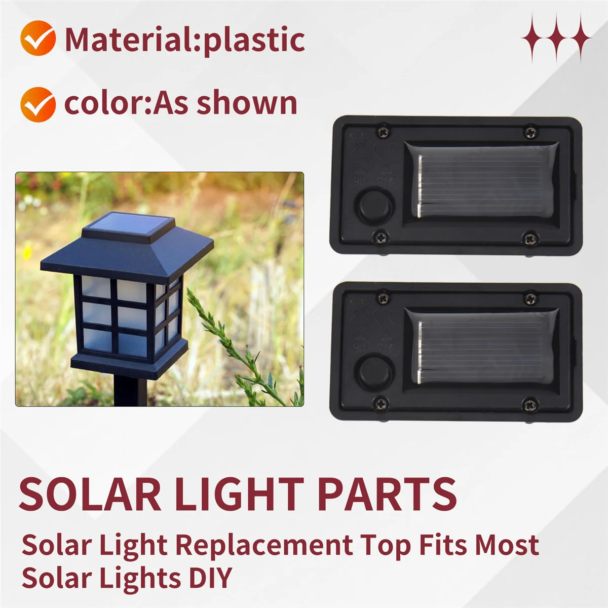 ABLD 2Pcs Battery Box, Solar Lantern Light Replacement Parts Top for Outdoor Hanging Lanterns Container Home Solar Lamp
ABLD 2Pcs Battery Box, Solar Lantern Light Replacement Parts Top for Outdoor Hanging Lanterns Container Home Solar Lamp