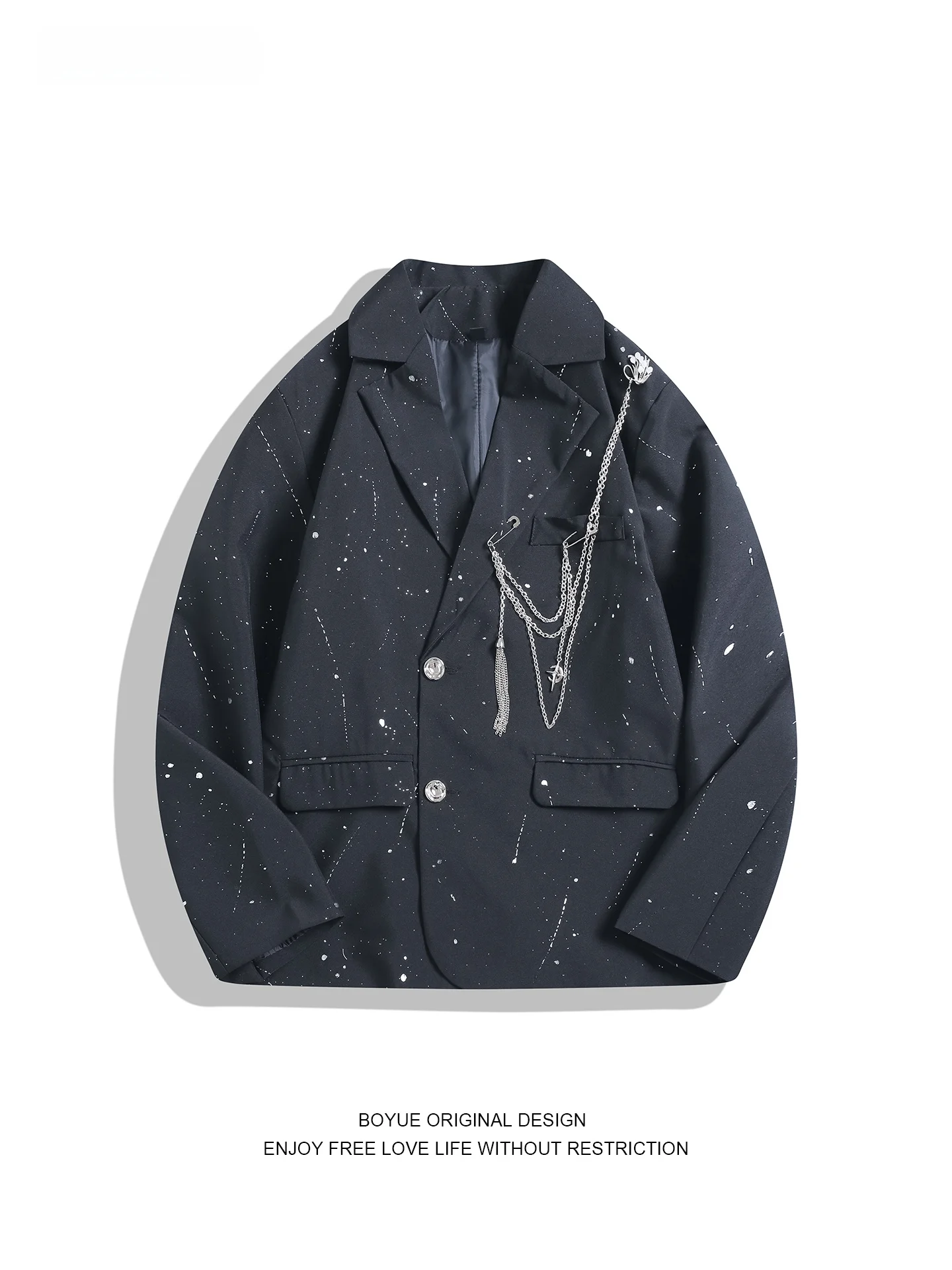 Boyue Luxury Gold Emed Casual Men's Jaet with Chain Design Star Patterned Outerwear Warm Polyester Fiber Long Sve
Boyue Luxury Gold Emed Casual Men's Jaet with Chain Design Star Patterned Outerwear Warm Polyester Fiber Long Sve