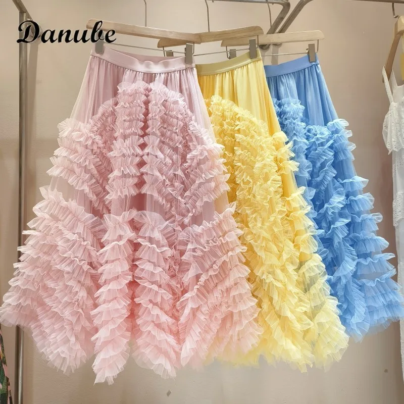Vintage Tutu Tulle Long Skirt For Women Summer Irregular High Waist Mesh Pleated Skirt Female Sweet Korean Cake Princess Skirts
Vintage Tutu Tulle Long Skirt For Women Summer Irregular High Waist Mesh Pleated Skirt Female Sweet Korean Cake Princess Skirts