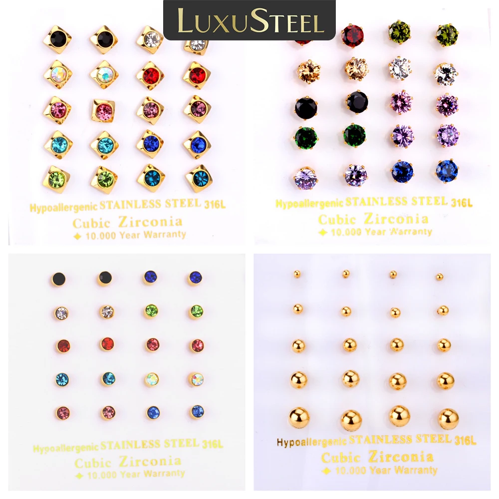 LUXUSTEEL Cubic Zirconia Earrings Women Stud Earrings Square Round Mix Color Stainless Steel Female Earring Elegant Jewelry Gift
LUXUSTEEL Cubic Zirconia Earrings Women Stud Earrings Square Round Mix Color Stainless Steel Female Earring Elegant Jewelry Gift