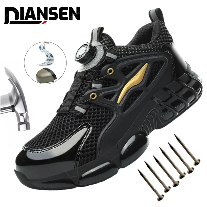 Anti-slip Safety Shoes Men Steel Toe Sneaker Puncture Proof Rotary Button Safety Work Boots Man Summer Work Shoes Anti-smash
Anti-slip Safety Shoes Men Steel Toe Sneaker Puncture Proof Rotary Button Safety Work Boots Man Summer Work Shoes Anti-smash