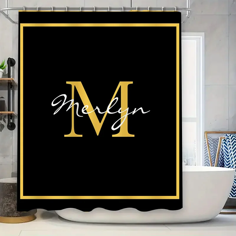 Black Gold Personalized Name Initial Monogrammed Shower Curtain Customizable for Bathroom Decor Luxury Home Decor Item
Black Gold Personalized Name Initial Monogrammed Shower Curtain Customizable for Bathroom Decor Luxury Home Decor Item