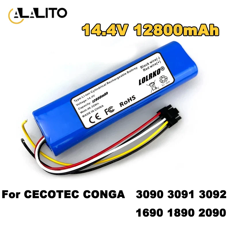 Аккумуляторная батарея 14,4 В, 12800 мАч, новинка 100% для CECOTEC CONGA 3090 3091 3092 1690 аксессуары для робота-пылесоса
Аккумуляторная батарея 14,4 В, 12800 мАч, новинка 100% для CECOTEC CONGA 3090 3091 3092 1690 аксессуары для робота-пылесоса