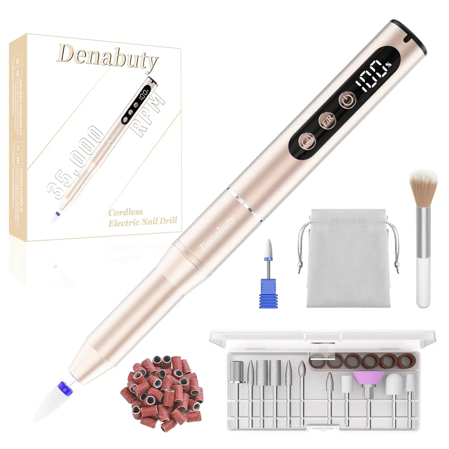 35000RPM Cordless Electric Nail Drill with LCD Display, 12 Bits for Acrylic & Gel Nails, Professional Manicure & Pedicure Set
35000RPM Cordless Electric Nail Drill with LCD Display, 12 Bits for Acrylic & Gel Nails, Professional Manicure & Pedicure Set