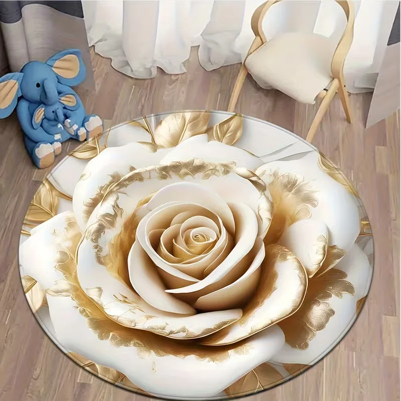 Luxurious Platinum Rose Flower round Carpet Bedroom Rug Living Room Home Sofa Rugs Large Floor Mats Decoration
Luxurious Platinum Rose Flower round Carpet Bedroom Rug Living Room Home Sofa Rugs Large Floor Mats Decoration
