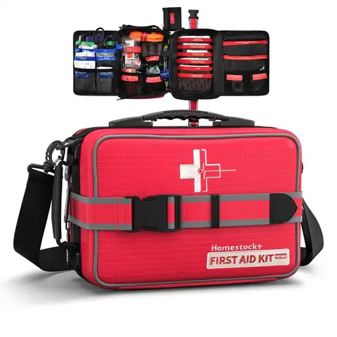 Comprehensive First Aid Kit with Well Organized Labelled Compartments Removable MOLLE System First Aid Trauma Kits for Car, Home