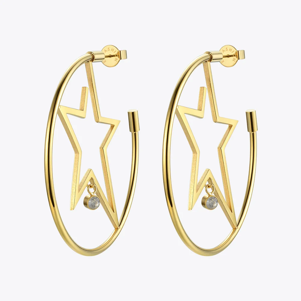 Enfashion Star Hoop Earring Gold Color Earing Stainless Steel Big Hoops Earrings For Women Fashion Jewelry Wholesale ED181079
Enfashion Star Hoop Earring Gold Color Earing Stainless Steel Big Hoops Earrings For Women Fashion Jewelry Wholesale ED181079