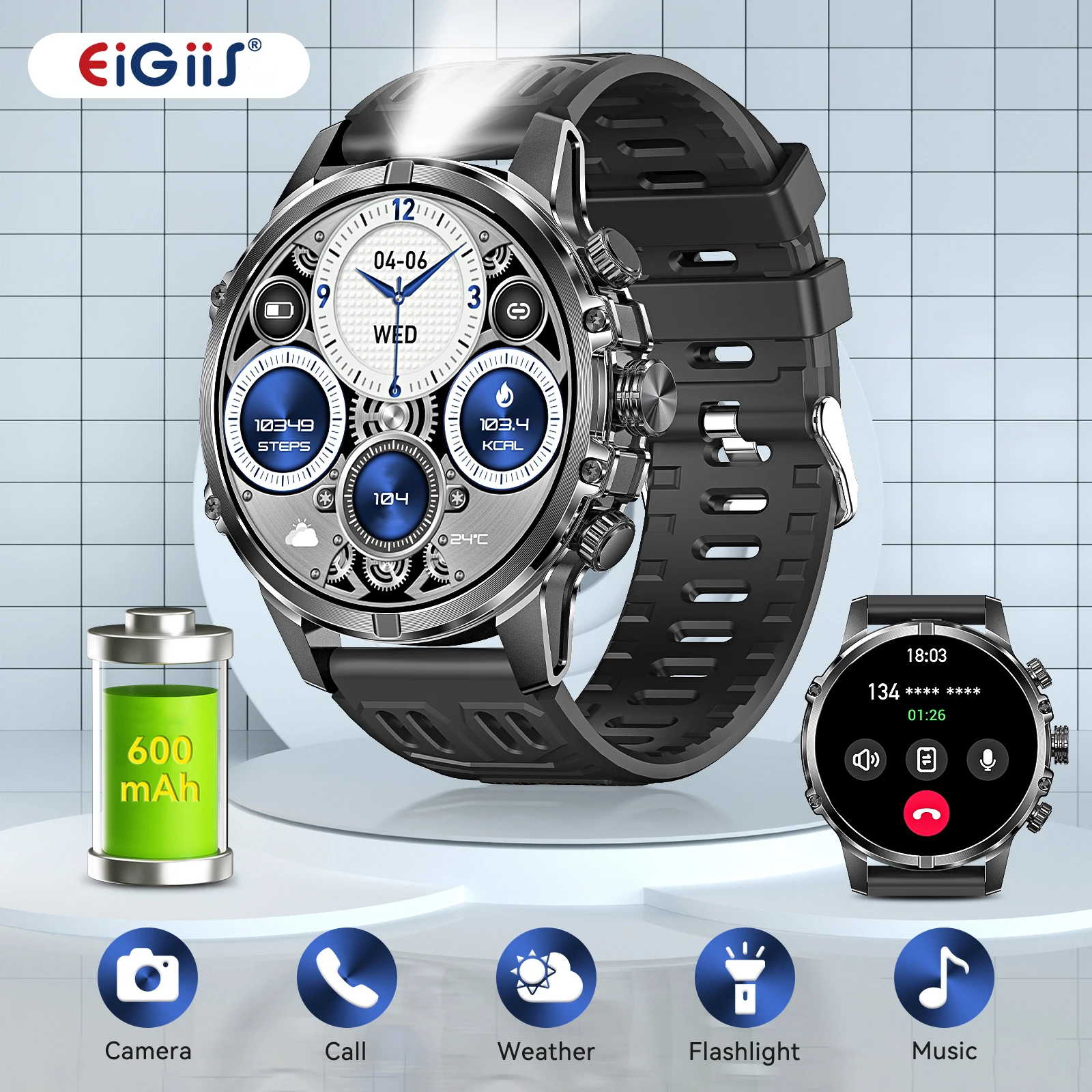 EIGIIS Military New Smart Watch for Men AMOLED Display Bluetooth Calling IP68 Waterproof Tracker Smartwatch For ios Android
EIGIIS Military New Smart Watch for Men AMOLED Display Bluetooth Calling IP68 Waterproof Tracker Smartwatch For ios Android