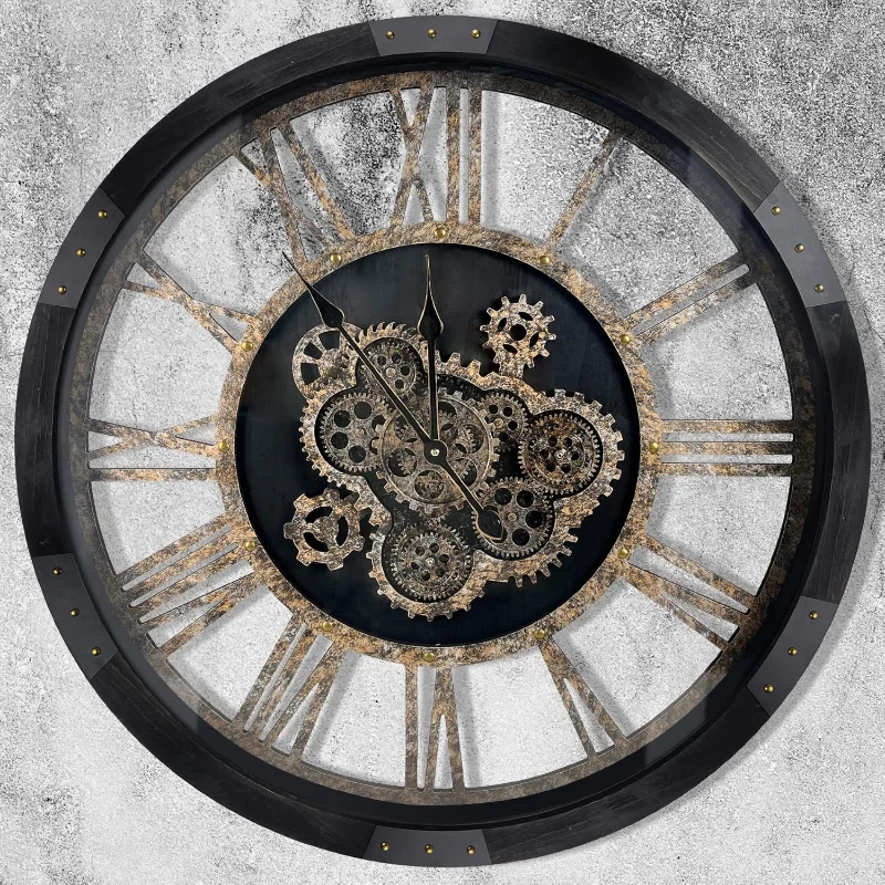 27 inch Large Real Moving Gears Wall Clock with Toughened Glass Cover, Oversized Solid Wood Retro Farmhouse Clock, Giant Decorat
27 inch Large Real Moving Gears Wall Clock with Toughened Glass Cover, Oversized Solid Wood Retro Farmhouse Clock, Giant Decorat