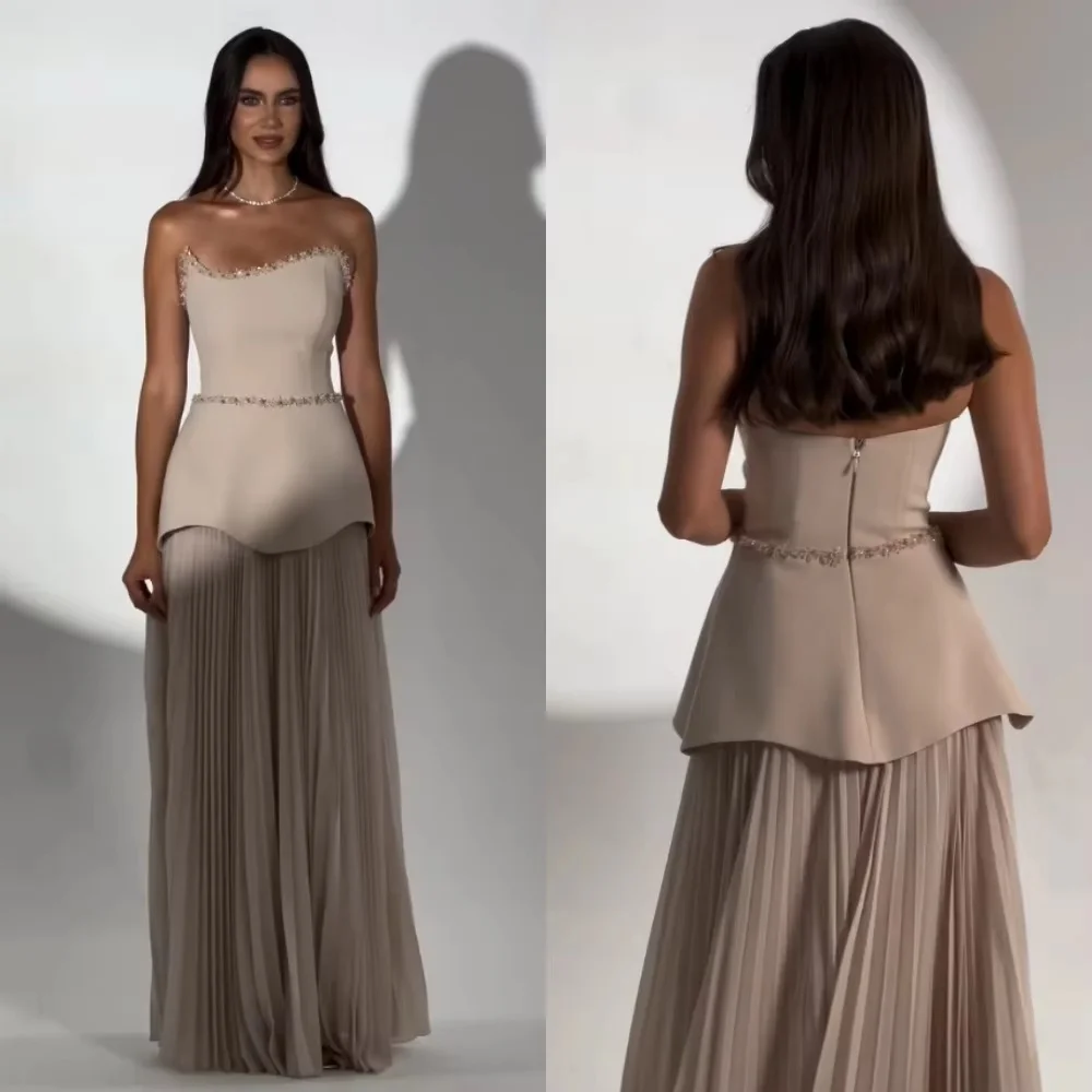 Customized Exquisite Sleeveless Evening Dress Charming Strapless Beading Prom Dress Elegant Ruffles Zipper Party Gown فساتي
Customized Exquisite Sleeveless Evening Dress Charming Strapless Beading Prom Dress Elegant Ruffles Zipper Party Gown فساتي