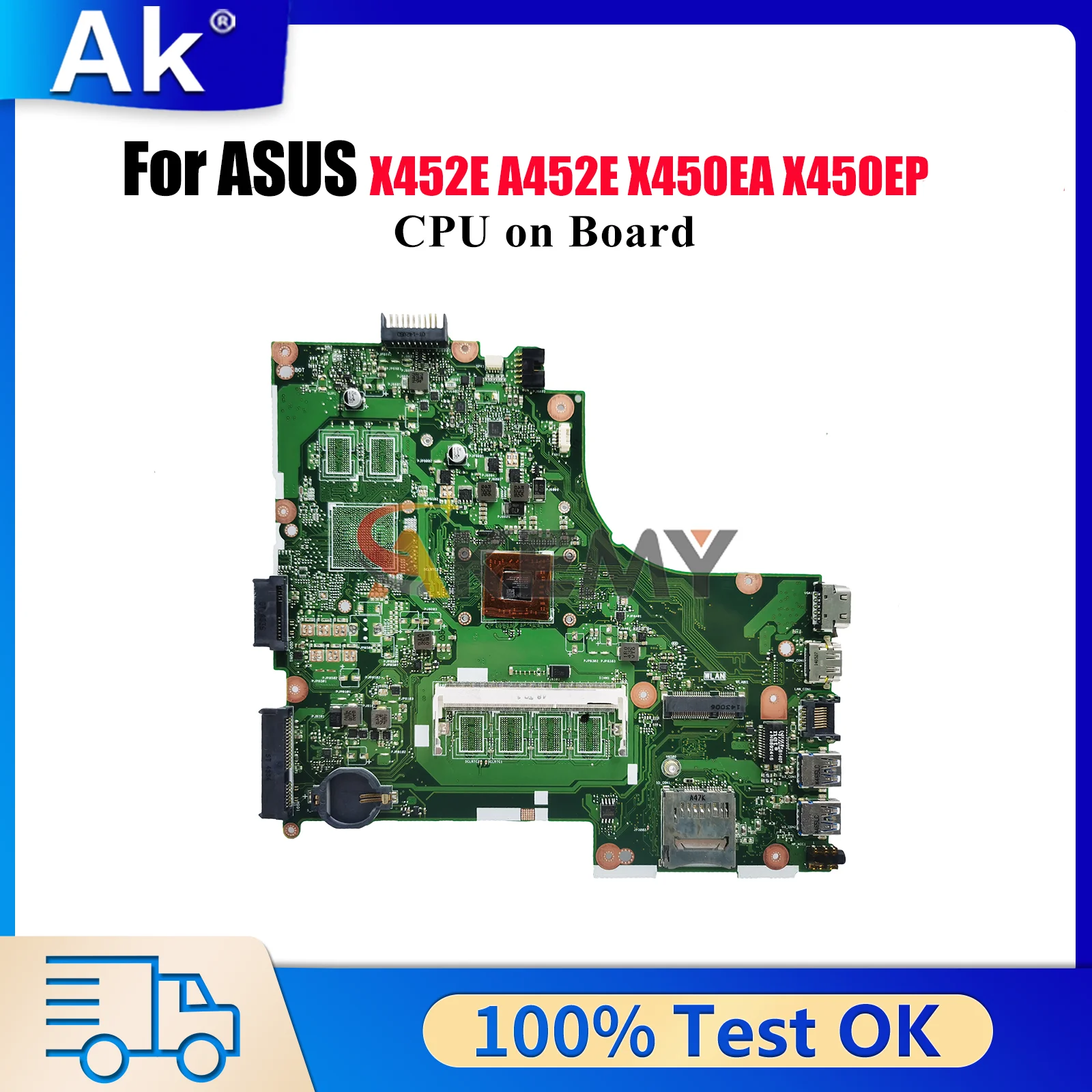 X450EA Laptop Motherboard For ASUS VivoBook X450E X452E X450EA A452E X450EP Notebook Mainboard With CPU 100% tests OK fast ship
X450EA Laptop Motherboard For ASUS VivoBook X450E X452E X450EA A452E X450EP Notebook Mainboard With CPU 100% tests OK fast ship