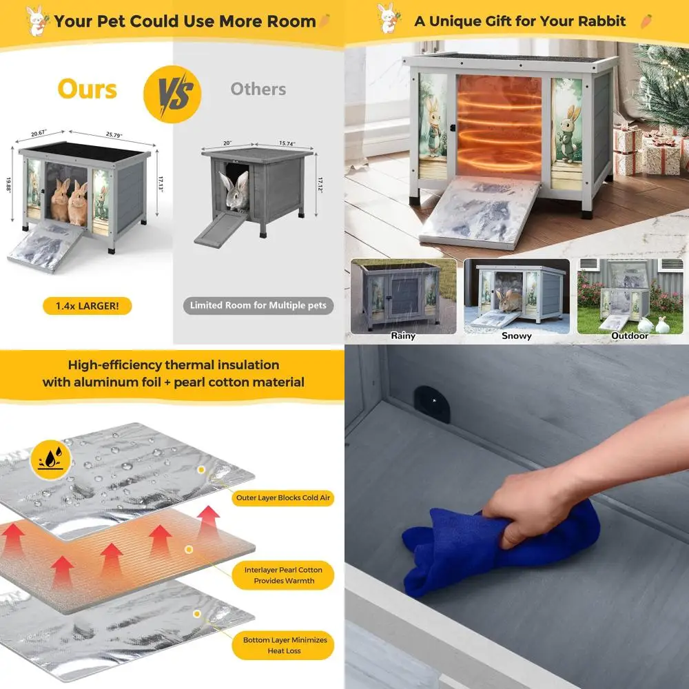 25 Insulated Wooden Small Animal House, Heated Indoor/Outdoor Pet Shelter with Warm Liner for Cats & Rabbits, Lightweight Colorf
25 Insulated Wooden Small Animal House, Heated Indoor/Outdoor Pet Shelter with Warm Liner for Cats & Rabbits, Lightweight Colorf