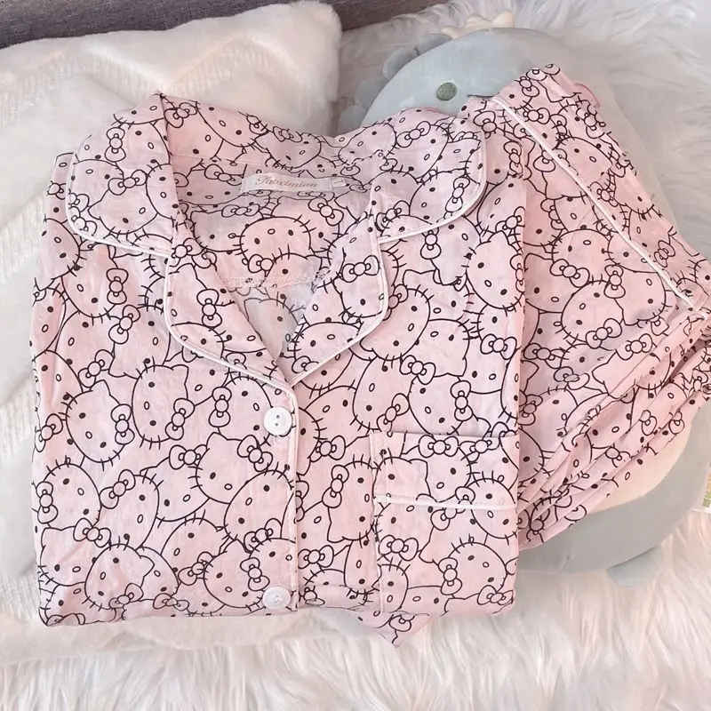 2024 Sweet Hello Kitty Pajama Women Kawaii Sanrio Anime Cotton Long Sleeve Top Pants Cartoon Cute Home Clothes Gift for Kids
2024 Sweet Hello Kitty Pajama Women Kawaii Sanrio Anime Cotton Long Sleeve Top Pants Cartoon Cute Home Clothes Gift for Kids