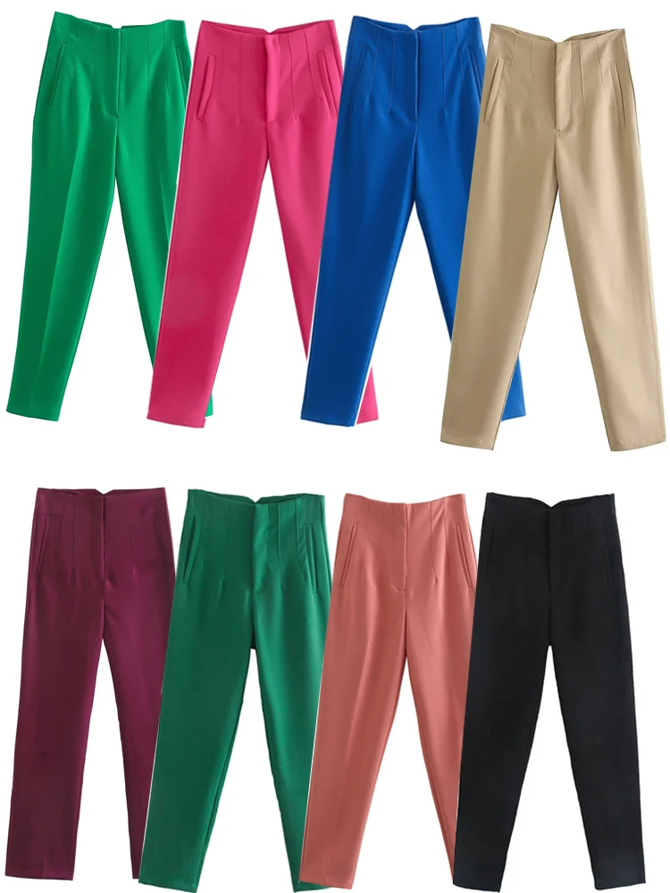 TRAF 2022 Green Pants Women High Waist Casual Pants Office Black White Pink Woman Trousers Fashion Streetwear Loose Beige Pants
TRAF 2022 Green Pants Women High Waist Casual Pants Office Black White Pink Woman Trousers Fashion Streetwear Loose Beige Pants