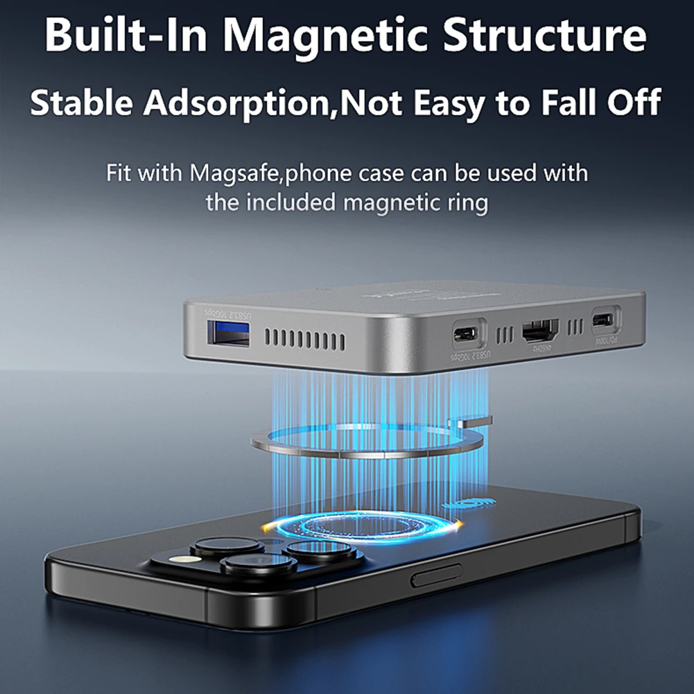 10Gbps Magnetic M.2 NVME SSD Enclosure USB3.2 Splitter Docking Station Hub 4k 60Hz Video Storage Enclosure Case for iPhone 16 15
10Gbps Magnetic M.2 NVME SSD Enclosure USB3.2 Splitter Docking Station Hub 4k 60Hz Video Storage Enclosure Case for iPhone 16 15