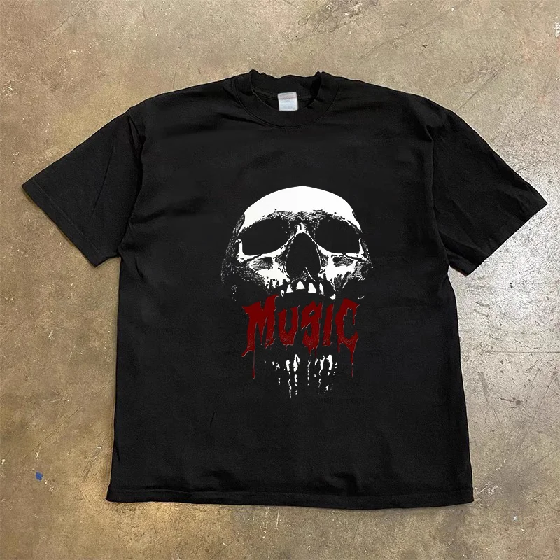 High street fashion Y2K streetwear top, retro skull print oversized T-shirt for men, retro loose casual short sleeved
High street fashion Y2K streetwear top, retro skull print oversized T-shirt for men, retro loose casual short sleeved