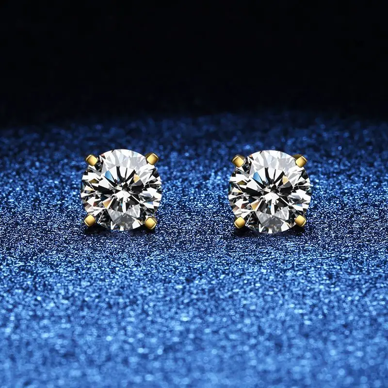 D-color moissanite gold four claw earrings 18K gold set with diamonds 1-carat moissanite platinum earrings PT950 imprint
D-color moissanite gold four claw earrings 18K gold set with diamonds 1-carat moissanite platinum earrings PT950 imprint