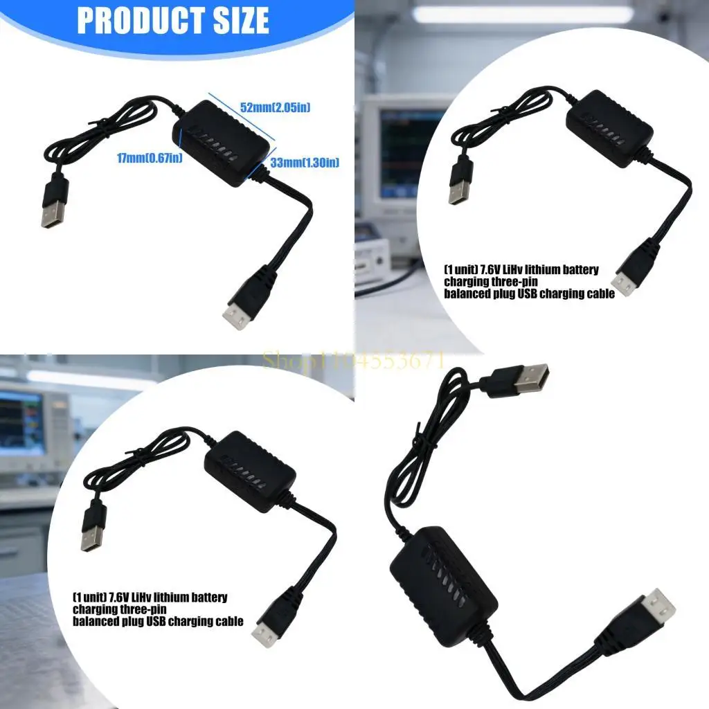 Best Seller Universally USB Chargers Cable For 7.6V LiHv Batteries Equipped With 3Pin Balanced Connectors for Drones Electric
Best Seller Universally USB Chargers Cable For 7.6V LiHv Batteries Equipped With 3Pin Balanced Connectors for Drones Electric