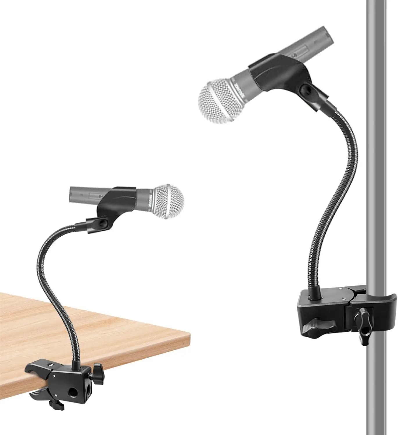 Flexible Gooseneck Microphone Stand with Super Clamp, 13" Desk Mic Arm, Mic Clip & Adapter, Compatible with Most Dynamic & USB Mics
Flexible Gooseneck Microphone Stand with Super Clamp, 13" Desk Mic Arm, Mic Clip & Adapter, Compatible with Most Dynamic & USB Mics