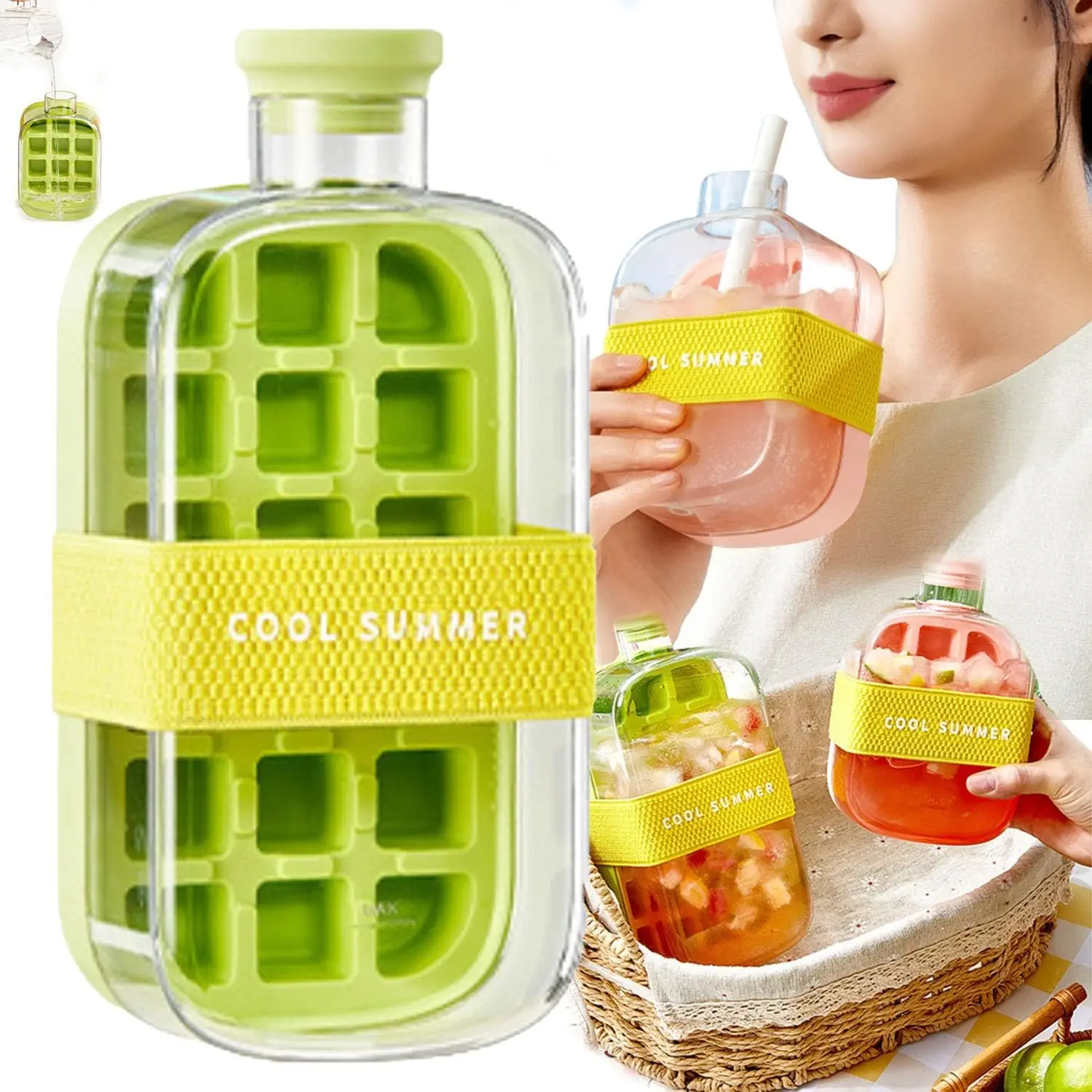 12/18Grid 2-in-1 Press Ice-Shedding Ice Cube Mold with Lid & Drinking Straw Portable Touch-Free Ice Tray Ice Tray Bottle
12/18Grid 2-in-1 Press Ice-Shedding Ice Cube Mold with Lid & Drinking Straw Portable Touch-Free Ice Tray Ice Tray Bottle