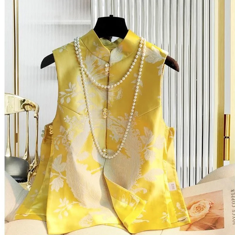 Vintage New Chinese Waistcoat Women's Top Spring Autumn Improved Cheongsam Jacquard Satin Slimming Vest Chinese Style Tang Dress
Vintage New Chinese Waistcoat Women's Top Spring Autumn Improved Cheongsam Jacquard Satin Slimming Vest Chinese Style Tang Dress