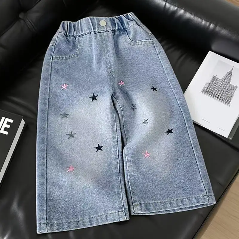 Girls' Jeans Fall New Straight Wide Leg Washed Soft Denim Baby Girls' Fashion Embroidery Loose Long Pants 2-9Years
Girls' Jeans Fall New Straight Wide Leg Washed Soft Denim Baby Girls' Fashion Embroidery Loose Long Pants 2-9Years