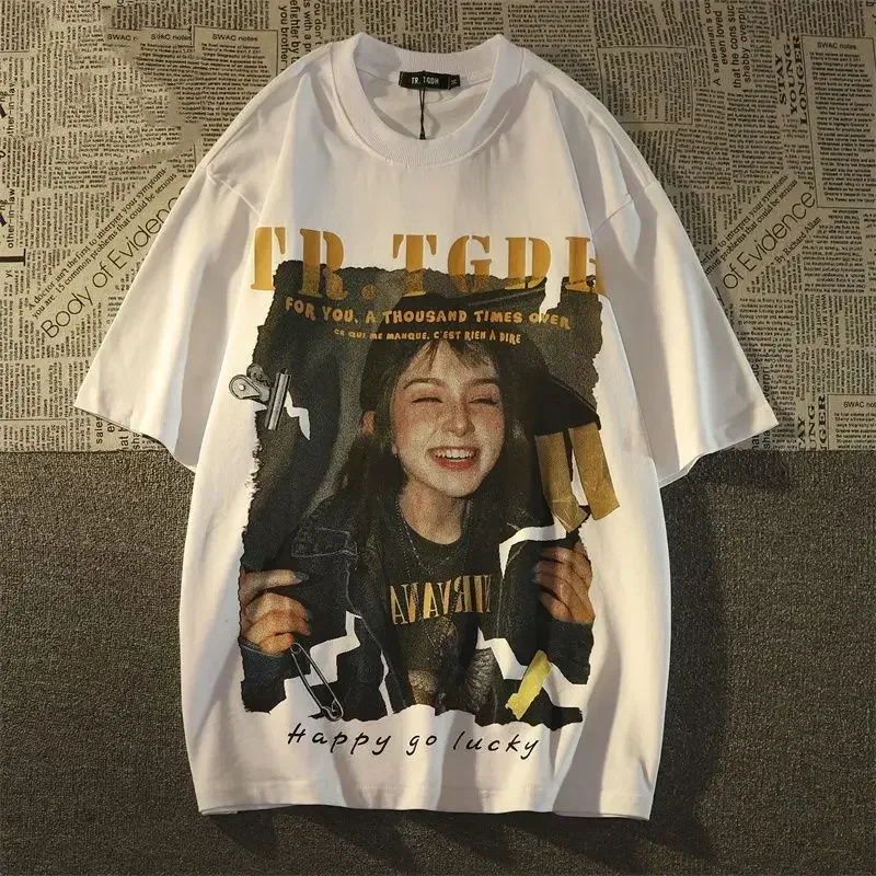 American retro oversize short sleeved t-shirt for men and women loose ins European and American trend brand texture top t shirts
American retro oversize short sleeved t-shirt for men and women loose ins European and American trend brand texture top t shirts