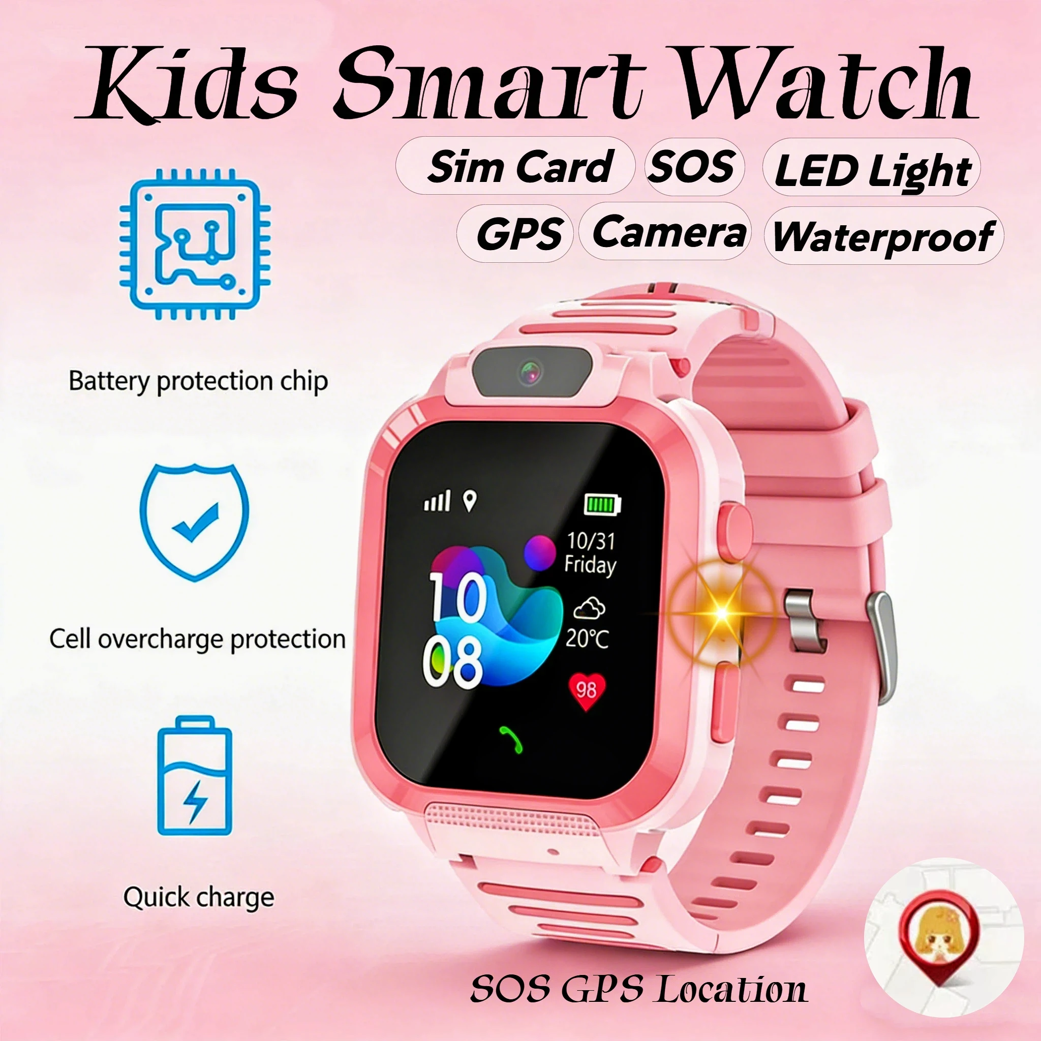 Kids Smart Watch SOS GPS Location Tracker Sim Card Call Child SmartWatch Camera Waterproof Watch LED Light For Ios Android
Kids Smart Watch SOS GPS Location Tracker Sim Card Call Child SmartWatch Camera Waterproof Watch LED Light For Ios Android