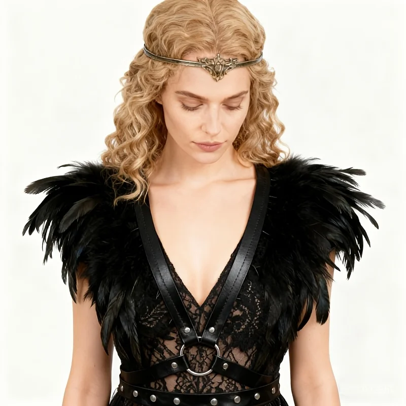 Women's Elegant Black Feather Gothic Cape, Feather Shawl for Halloween, Carnival, Music Festival, Bar Party, Decorative Photo Pr
Women's Elegant Black Feather Gothic Cape, Feather Shawl for Halloween, Carnival, Music Festival, Bar Party, Decorative Photo Pr
