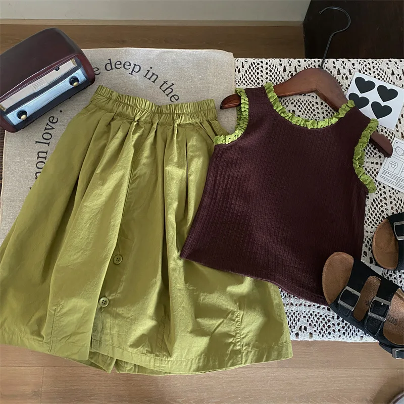 Childrens Clothing 2024 New Summer Korean Style Girls Set Lace Vest Casual Skirt Pants Two-piece Cute and Thin Set for Outdoor
Childrens Clothing 2024 New Summer Korean Style Girls Set Lace Vest Casual Skirt Pants Two-piece Cute and Thin Set for Outdoor