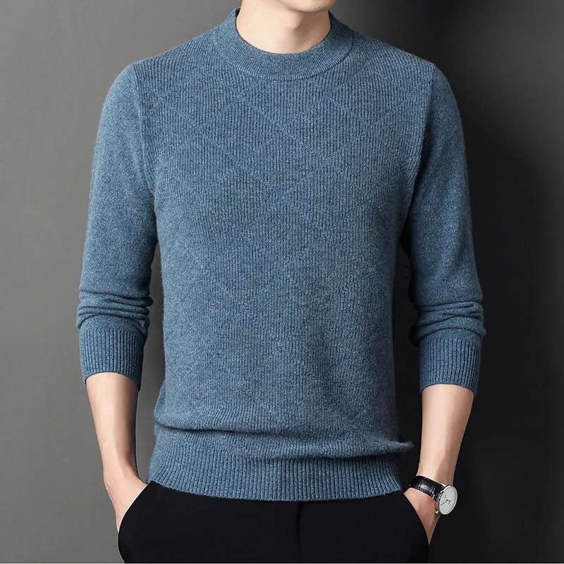 200 cashmere Men's pure cashmere warm sweater half-high collar pullover solid soft knit top.
200 cashmere Men's pure cashmere warm sweater half-high collar pullover solid soft knit top.