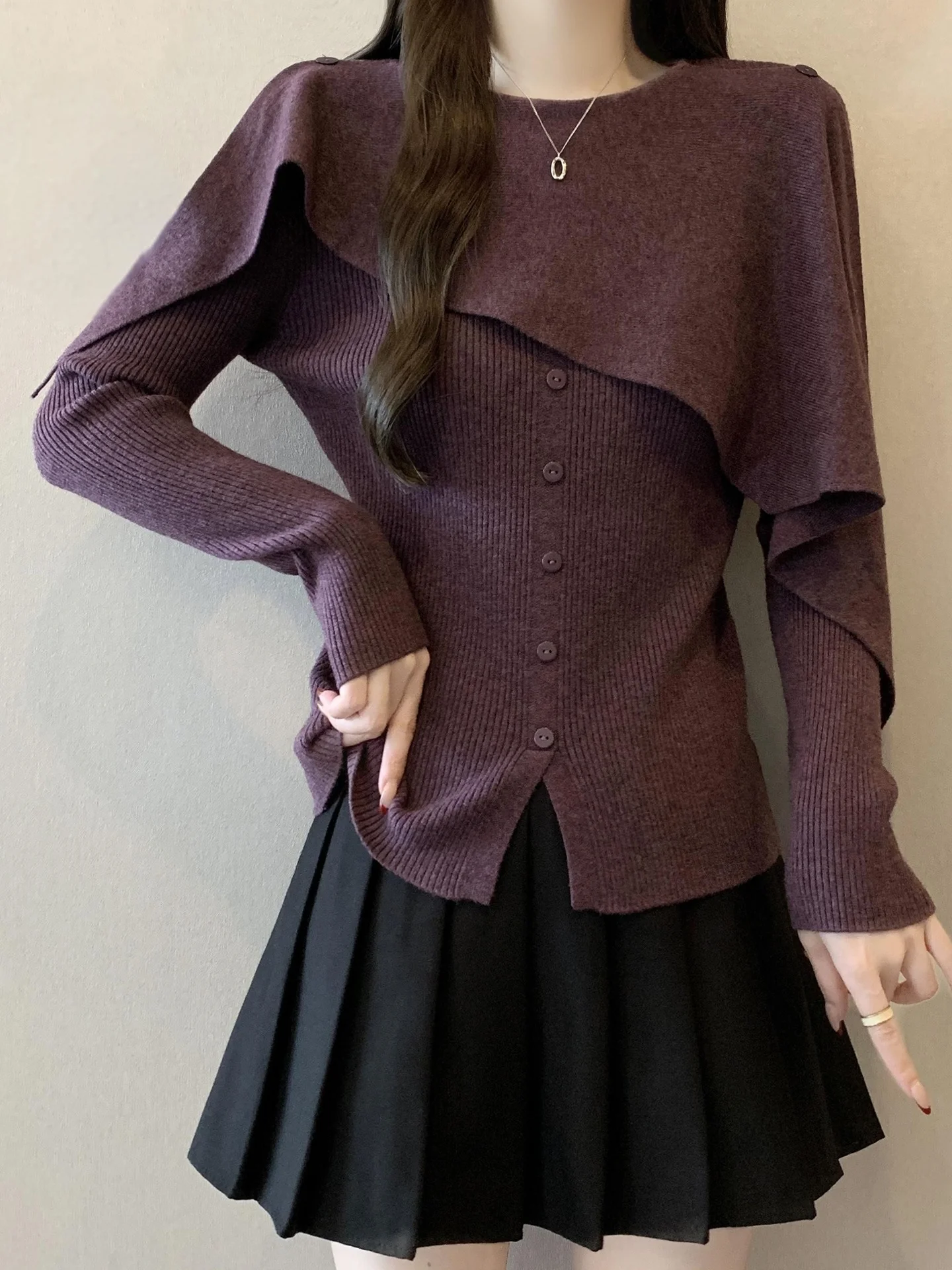 Фиолетовый вязаный свитер-кафтан Ele для женщин, осенне-зимний, больших размеров, приталенный, в корейском стиле, с длинными рукавами и круглым вырезом
Фиолетовый вязаный свитер-кафтан Ele для женщин, осенне-зимний, больших размеров, приталенный, в корейском стиле, с длинными рукавами и круглым вырезом