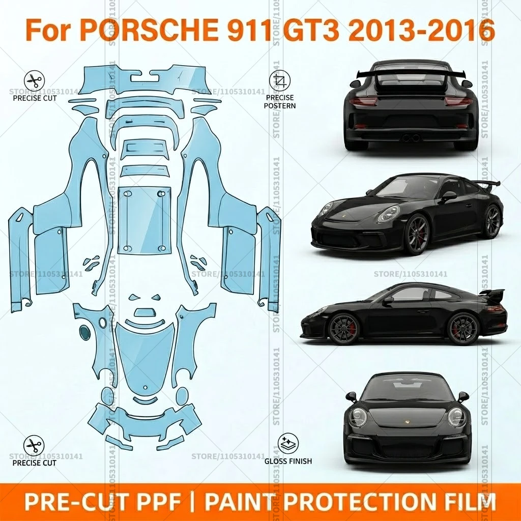 Pre-Cut Paint Protection Film PPF Transparent Bumper Protector Automotive Clear Bra Car Film For Porsche 911 GT3 2013-2016
Pre-Cut Paint Protection Film PPF Transparent Bumper Protector Automotive Clear Bra Car Film For Porsche 911 GT3 2013-2016