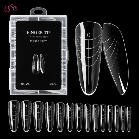 BNG 140Pcs Dual Nail Forms for Poly Nail Gel Classic Almond Nail Molds for Builder Gel Poly Extension Gel Nail Art Design Salon