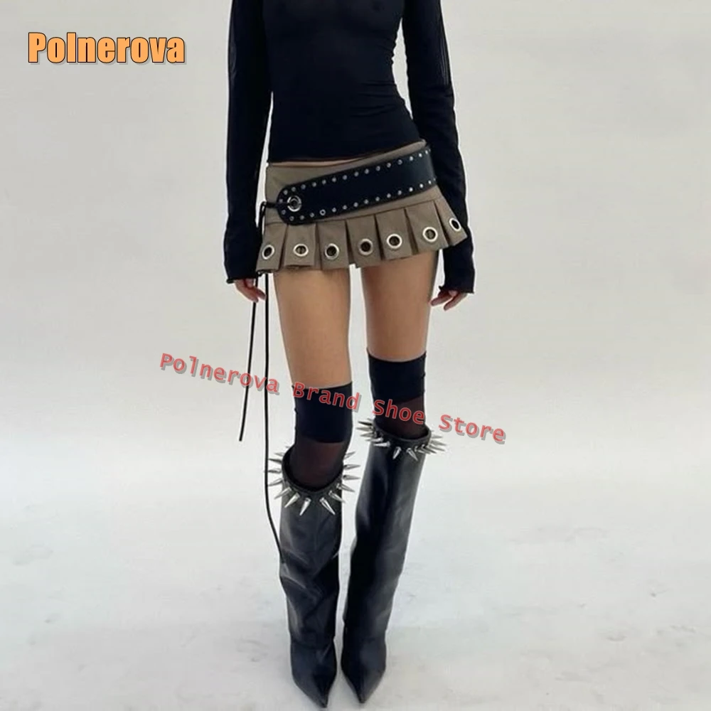 Metal Rivet Spike Sleeve Punk Boots Pointed Toe Stiletto Splicing Fold Over Solid Spicy Girl Knee High Boots Spring Winter 2025
Metal Rivet Spike Sleeve Punk Boots Pointed Toe Stiletto Splicing Fold Over Solid Spicy Girl Knee High Boots Spring Winter 2025