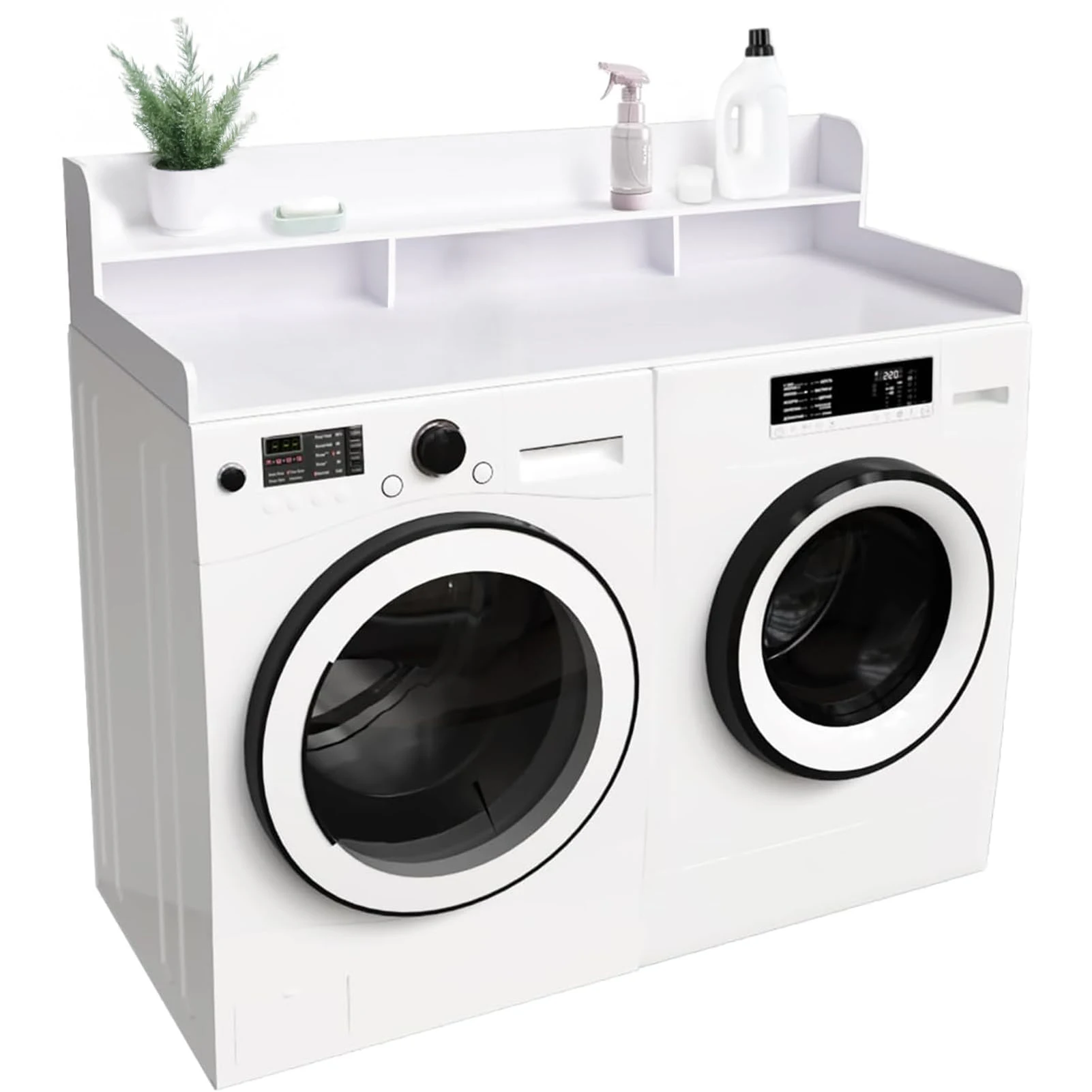 Washer Dryer Laundry Countertop With 2-Tier Storage Shelf & Edge Rails, Laundry Over Washing Top Protector For Washer And Dryer
Washer Dryer Laundry Countertop With 2-Tier Storage Shelf & Edge Rails, Laundry Over Washing Top Protector For Washer And Dryer